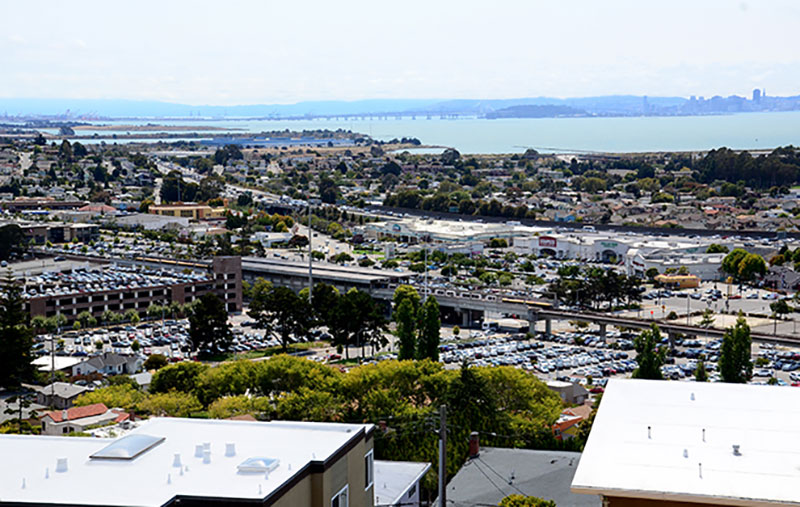 Rail infrastructure and neighborhoods beside the Bay, from WCCTC photography